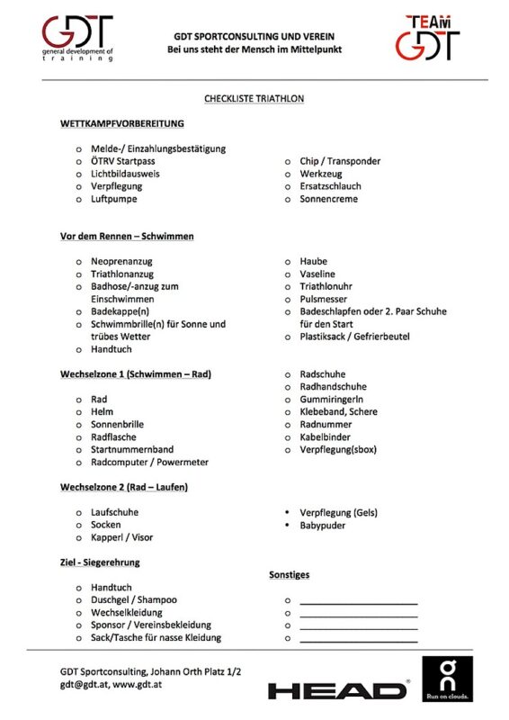 Packliste für den ersten Triathlon